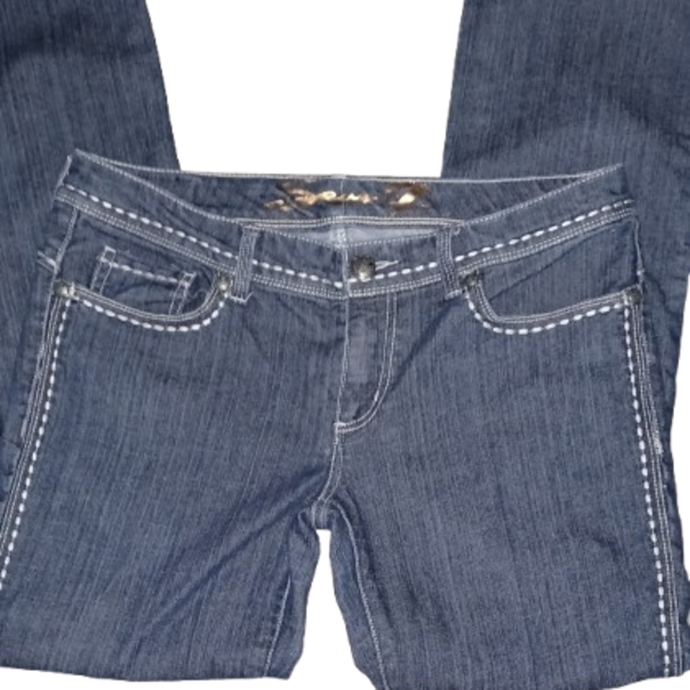 Seven7 Decorative Stitch Jeans Women's Size 12 Back Pocket Design Blue Pants